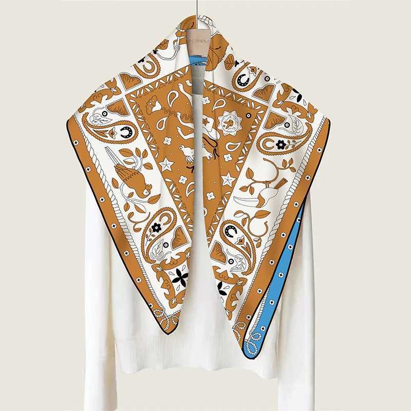 9090cm Hijab Scarf Women Summer Fashion Designer Twosided Twill Sunscreen Shawl Kerchief Square Silk Scarfs Neck HeadscarfW251029