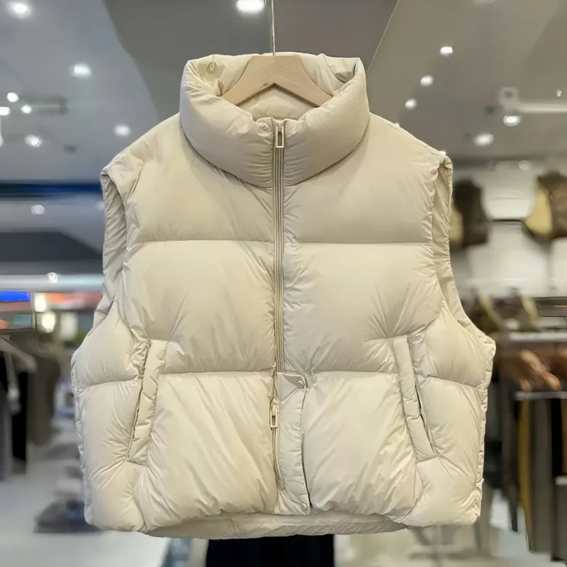 Short Down Cotton Jacket for Women Autumn Winter Puff Feel Versatile Vest 251029
