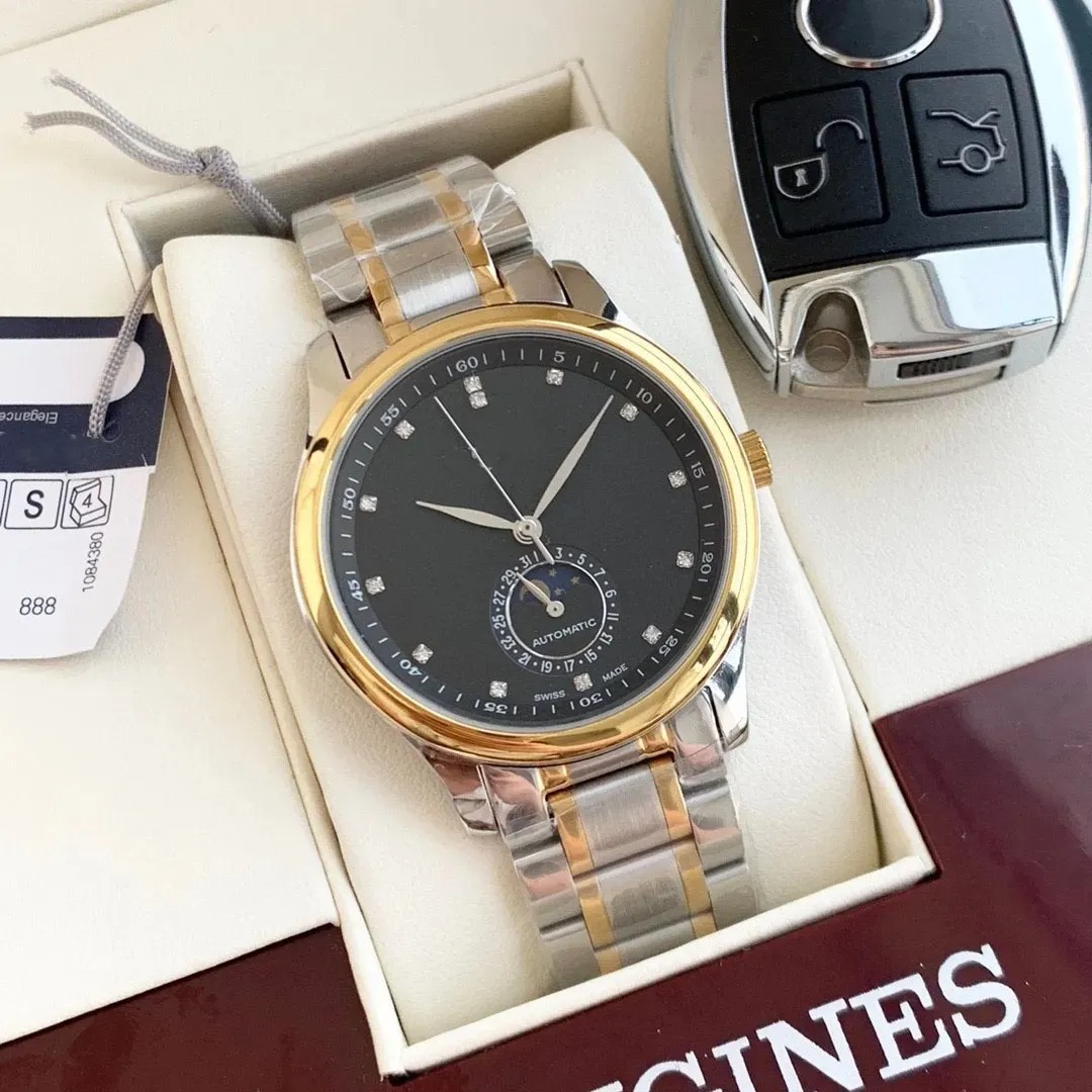 U1 Top-grade AAA Mens Lunar Phase Watch Famous Leisure Watchmaker Multifunctional Automatic Mechanical Movement Leather Stainless Steel Strap Wristwat