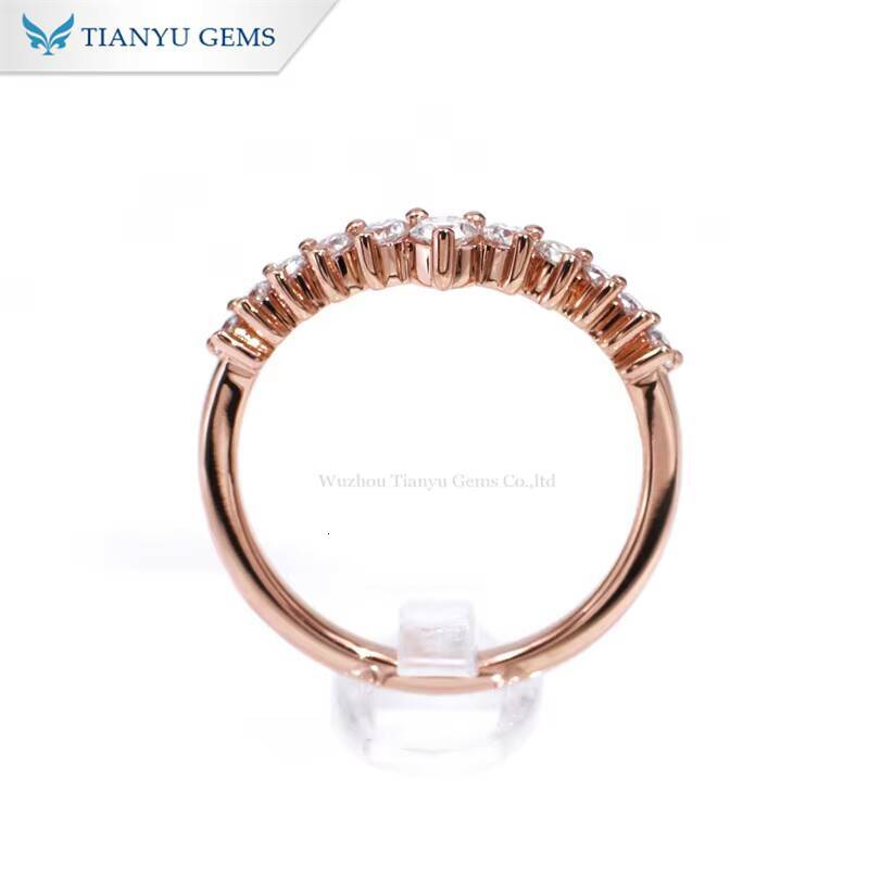 Tianyu Gems Color Gemstone pink Sapphire Rose Gold Moissanite Lab Diamond Rings for Engagement