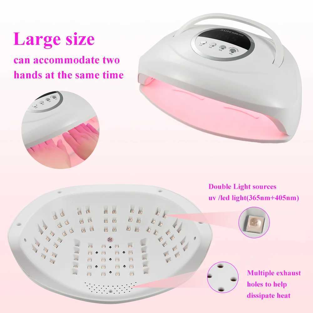 84Leds X24 MAX Nail Dryer Double Hands Use UV LED Lamps For Gel Polish Curing Manicure Salon Large LCD Display Nail Lamp L251030