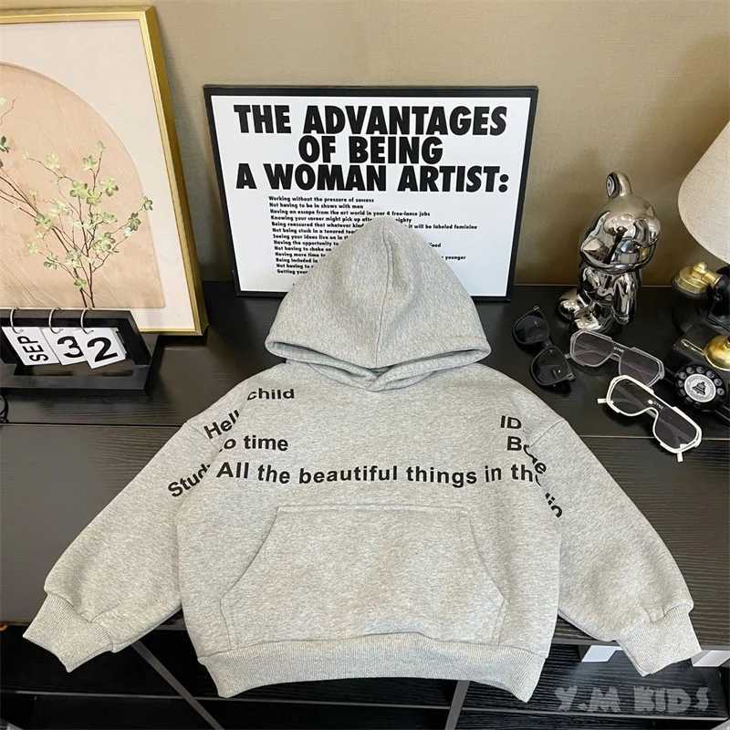 Boys Fleece Hoodies Kids Casual Hooded Sweatshirt Children Autumn Pullover Troddler Letter Fashion Coats Teenager Winter ClothesT251030