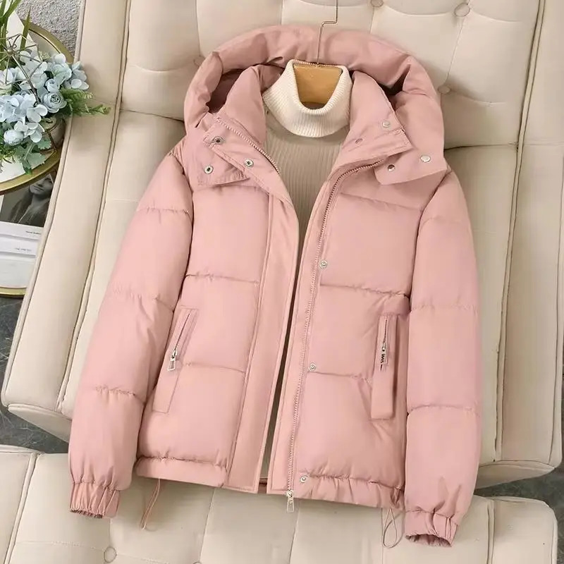 2025 Fashion Short Casual Down Cotton Jacket Women Parkas Hooded Korean Style Winter Cotton Clothing Female Coat Outerwear 251030