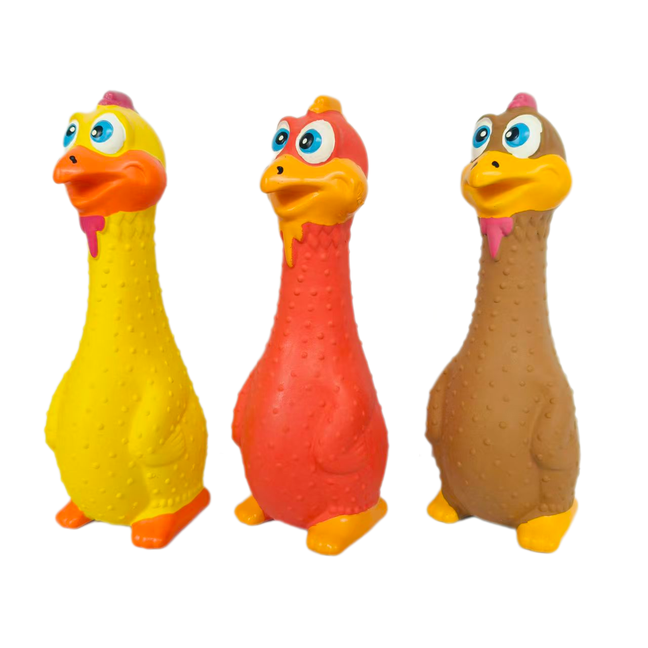 Latex Chewy Squeaky Dog Toy Interactive Soft Rubber Screaming Standing Chicken Shaped Dog Toy for Medium Dogs 3pcs/Pack