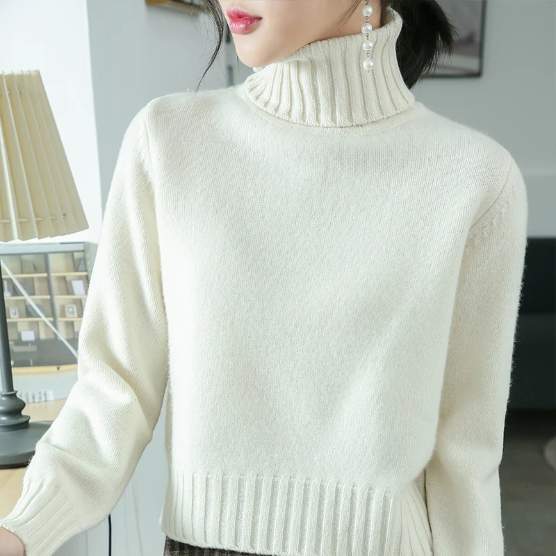 BELIARST 100 Pure Wool Cashmere Sweater Woman High Neck Solid Color Pullover Fashion Warm Knitted Bottoming Shirt 251016