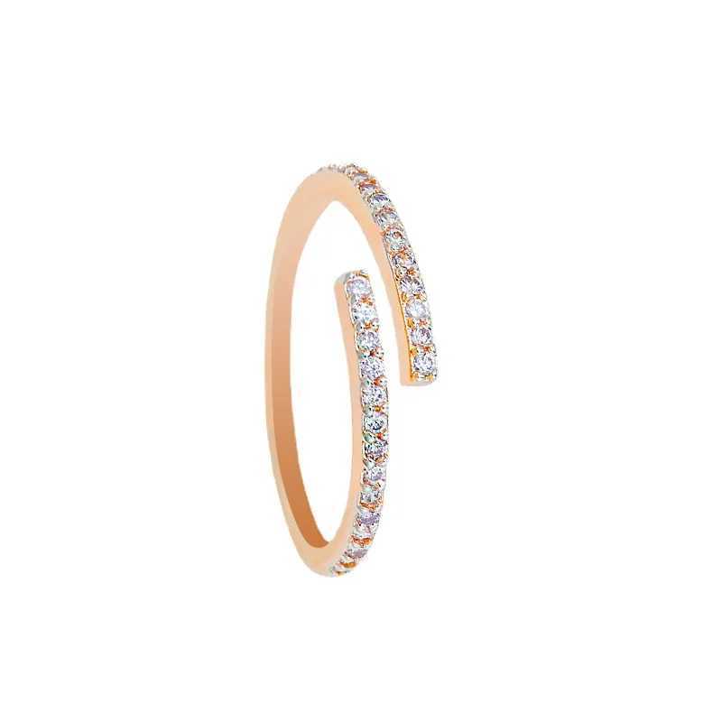Super Sparkly Light Luxury FullDiamond Open Ring with Minimalist Design Cool Style Adjustable for Index FingerW251030
