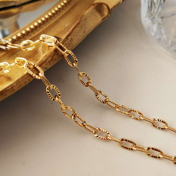 French Light Emed Titanium Steel Bracelet for Women Versatile Gold-Plated Niche Design Forest Style Simple Necklace Engraved