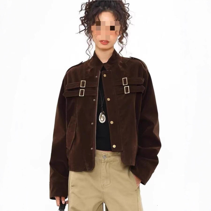 Trendy Cool American Cleanfit Patchwork Motorcycle Jacket For Men And Women Short Designer Coat Faux Suede High-end Loose Versatile Jacket