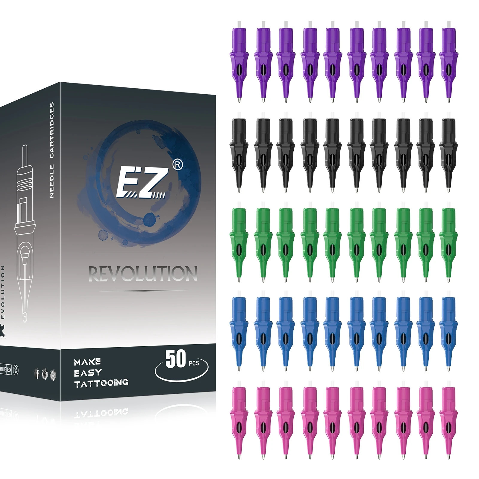 50pcs Tattoo Ballpoint Pen Cartridges Tattoo Needles Ink Free for Beginner Dotwork Drawing Practice Tattoo Refill 251027