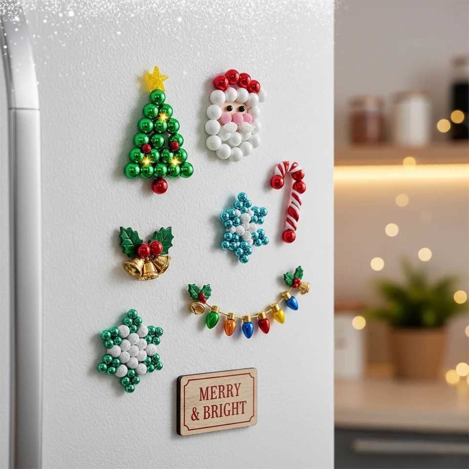 100Pcs 5mm Colorful Round Beads Magnet Strong DIY Christmas Balls For Family Refrigerator Ornaments Festival Decoration C251030