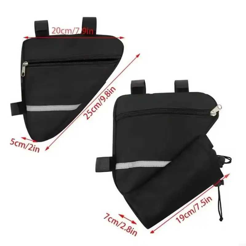 Waterproof Bike Triangle Frame Bag Reflective Cycling Storage Pack Detachable Water Bottle Holder Durable Canvas 2 Styles H251029
