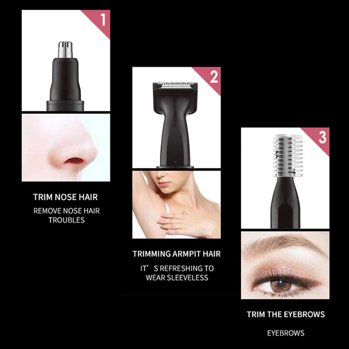 3 in 1 Electric Nose Ear Hair Trimmer Painless Rechargeable Eyebrow Beard Hair Clipper Shaver Nose Hair Trimmer M251030