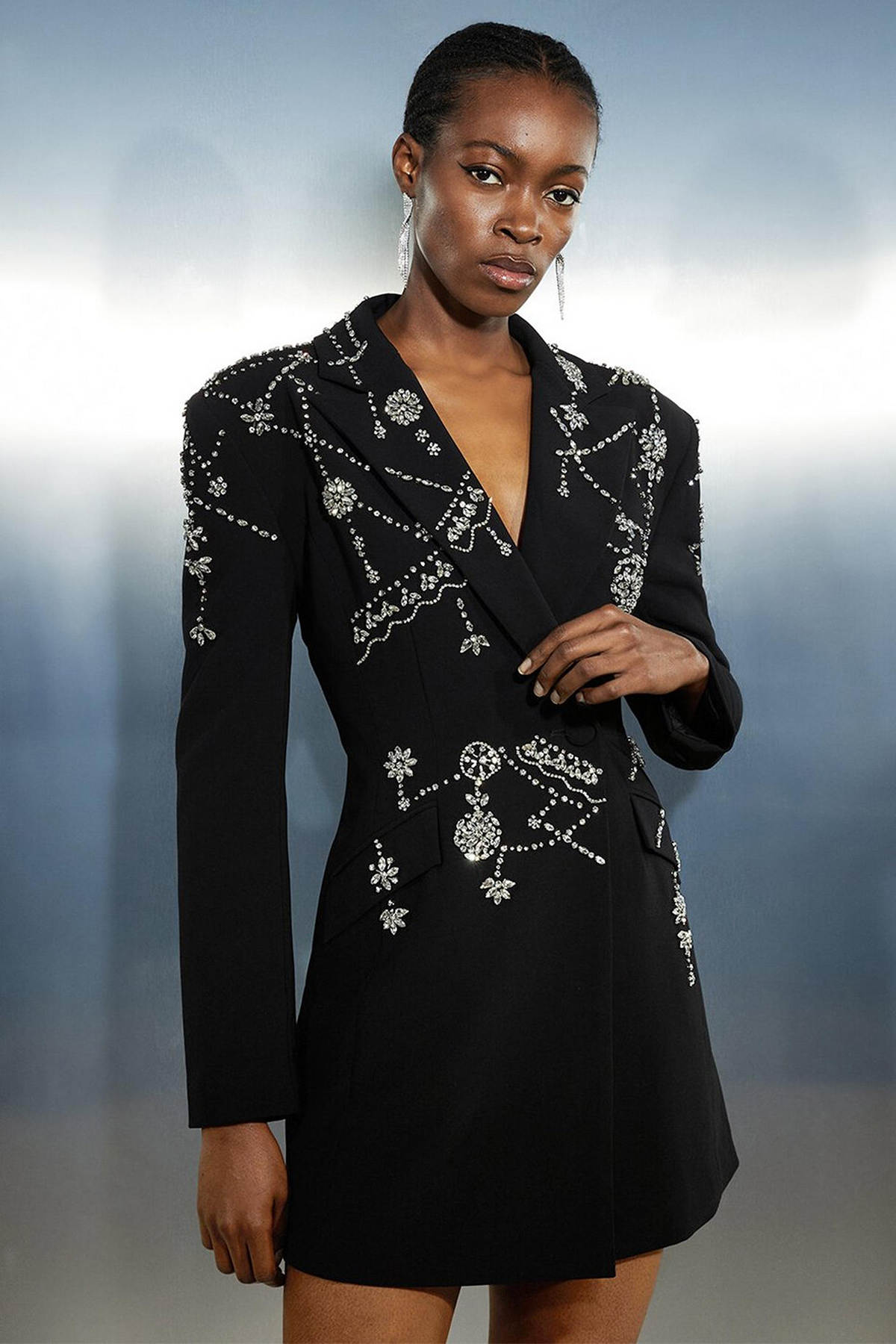 Handmade Women Blazer Wedding Tuxedos Crystal Beading Celebrity Lady Customized Party Wear One Dress