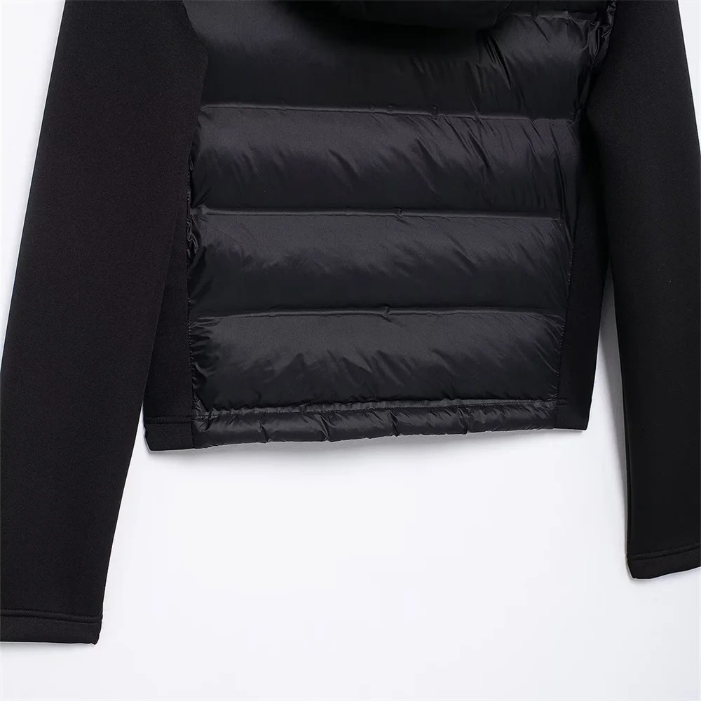 slim fit zipper hooded short warm jacket autumn and winter product long sleeved solid color womens cotton jacket 251030
