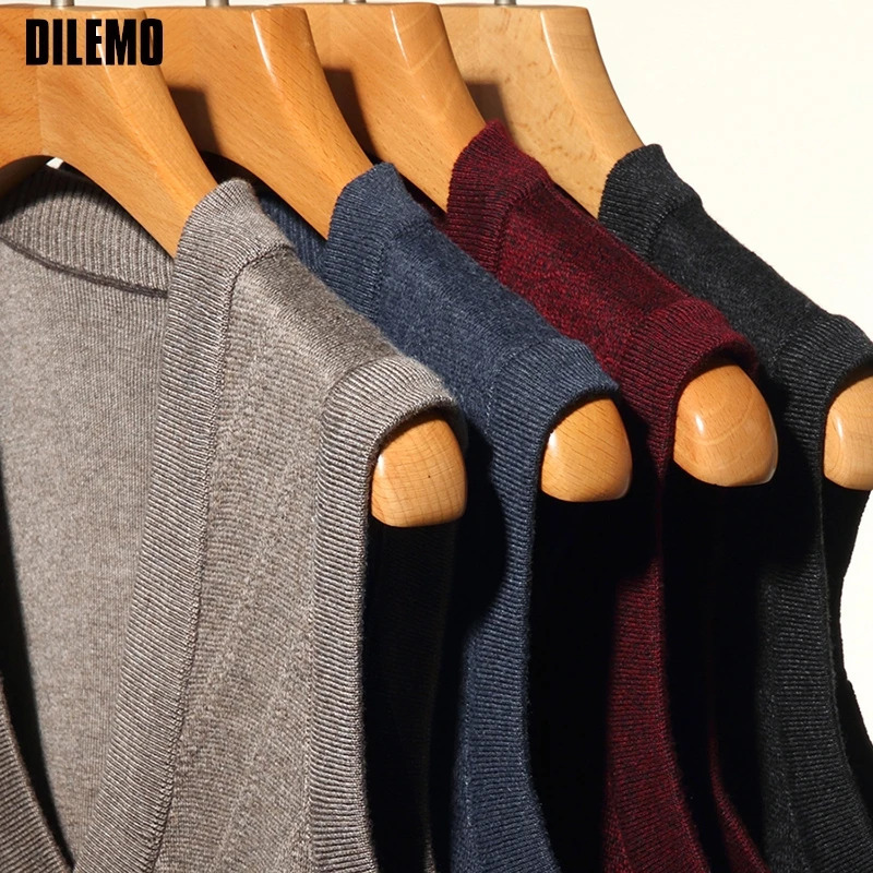 Top Grade Autum Winter Fashion Cardigan Knit V Neck Woolen Casual Sweater Vest Sleeveless Trendy Mens Clothes 2025 251017