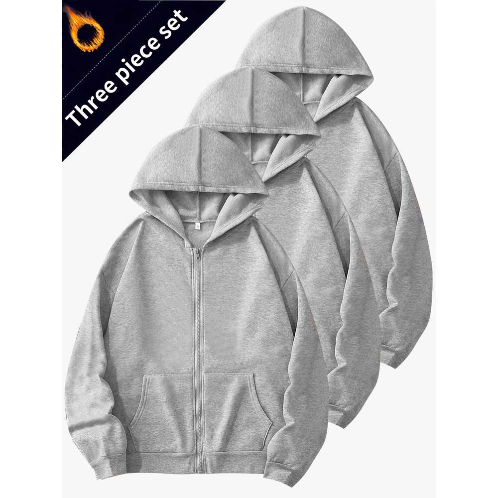 Women S Pcs Cozy Fleece Lined Hoodie Set Casual Zip Up Sweatshirts With Drop Shoulder Long Sleeves Kangaroo Pockets For Fall Winter