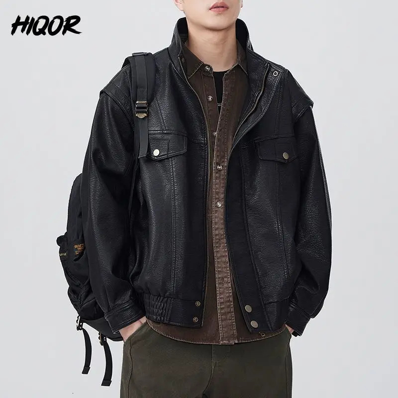 Retro Motorcycle Soft Leather Jacket Men American Simulation Streetwear Jacket Baggy Coat Autumn HighEnd Sensation Casual Wear 251023