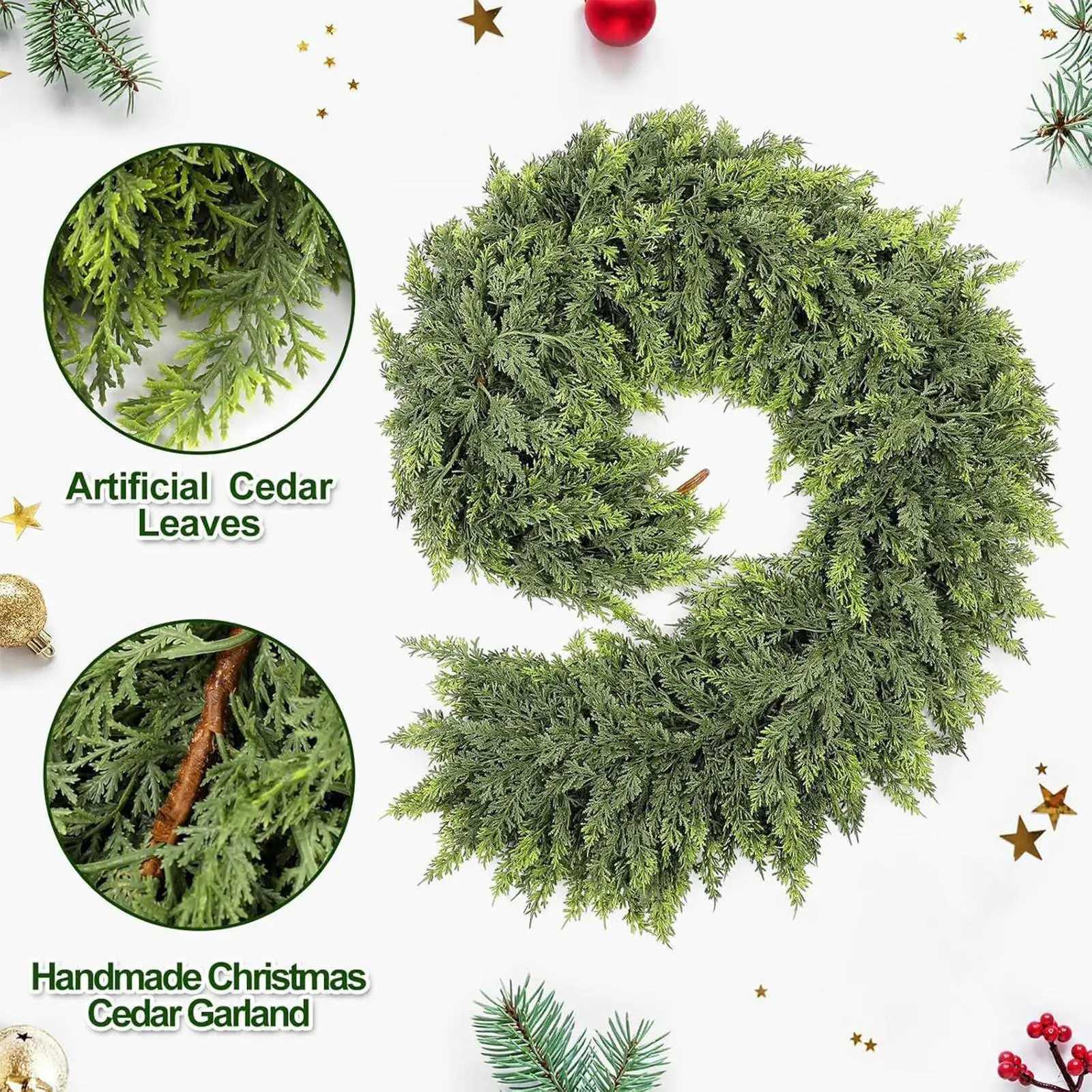 Christmas Cedar Garland Real Touch Winter Pine Garland for Mantle Holiday Atmosphere Props Party Supplies for Front Door Living C251030