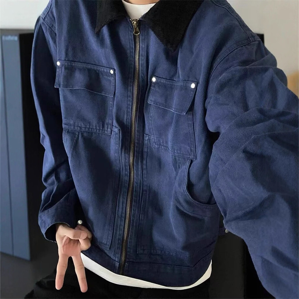 American Style Simple Versatile Workwear Jacket For Men And Women Spring And Autumn Turn-down Collar Designer Jacket Casual Couple Loose Fit Jacket