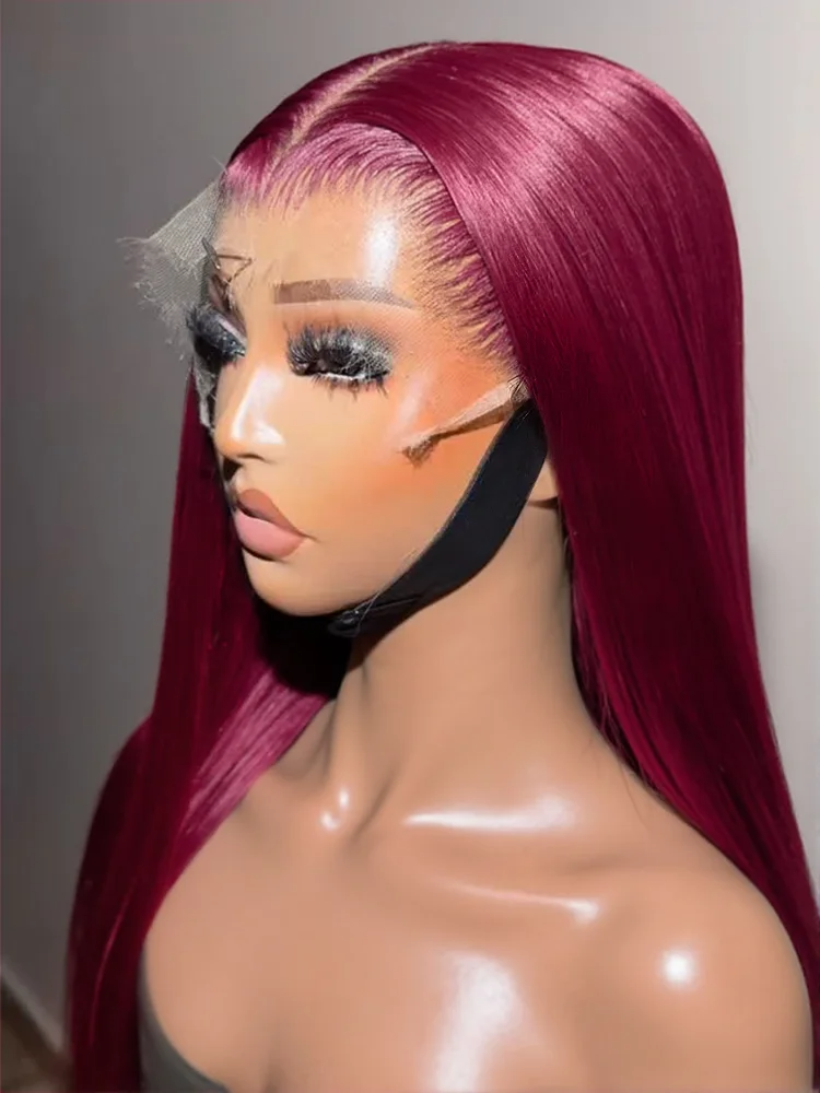 Bone Straight Human Hair Wig Burgundy Red /Black/Blonde /Pink /Brown Wig 13x4 13X6 HD Lace Frontal Wig Prepucked Brazilian Hair Glueless Ready To Wear