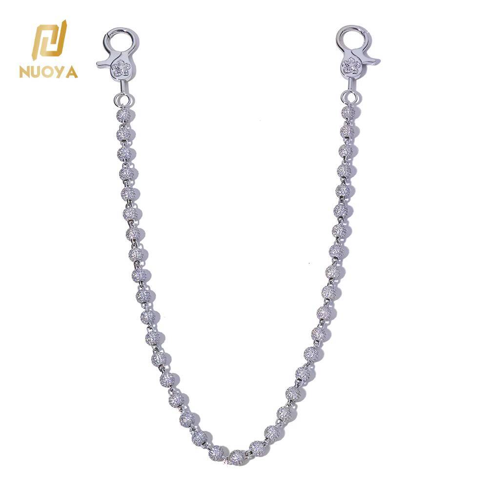 NUOYA Gold Plated Iced Out Pants Chain Womens Micro Pave moissanite Round Bead ChainJewelry Hip Hop Fashion Gift Designer's style