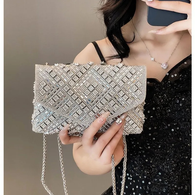 Rhinestone Evening Clutch Bag Diamond Women Banquet Party Wedding Fashion Messenger Purse Chain Small Shoulder Bag 251030