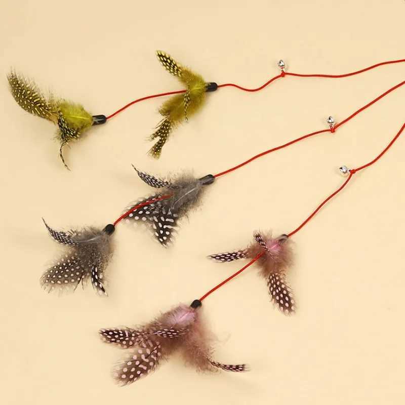 Cat Toy Feather Cats Sticks Cat Toys Interactive Double Feather Toys Cats Teasing Kitten Teaser Stick with Bell Toy Pet Products S251029
