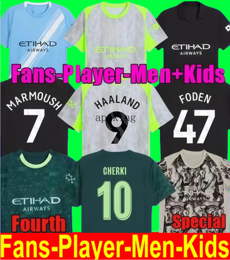 MARMOUSH HAALAND CHERKI 25 26 SOCCER JERSEYS REIJNDERS FODEN SAVINHO MAN 2025 2026 RODRIGO GVARDIOL AIT-NOURI CITY KidSuper jersey football kit shirts men kids