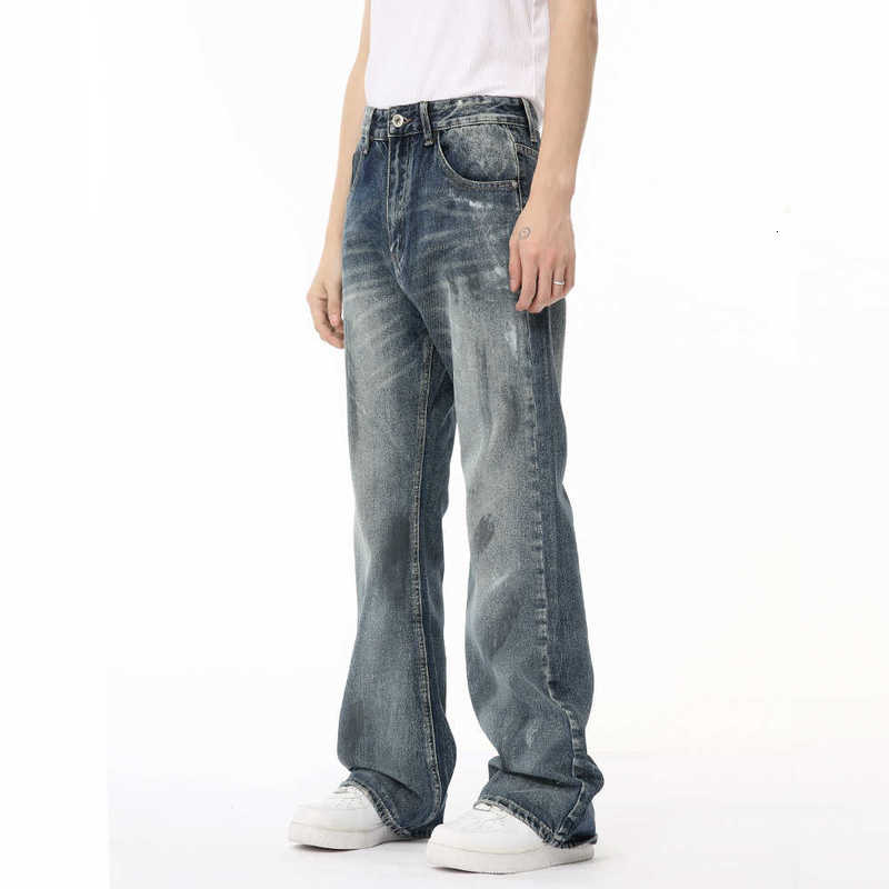 Men's Jeans Man Summer New American Style Distressed Washed Flared Casual Jeans