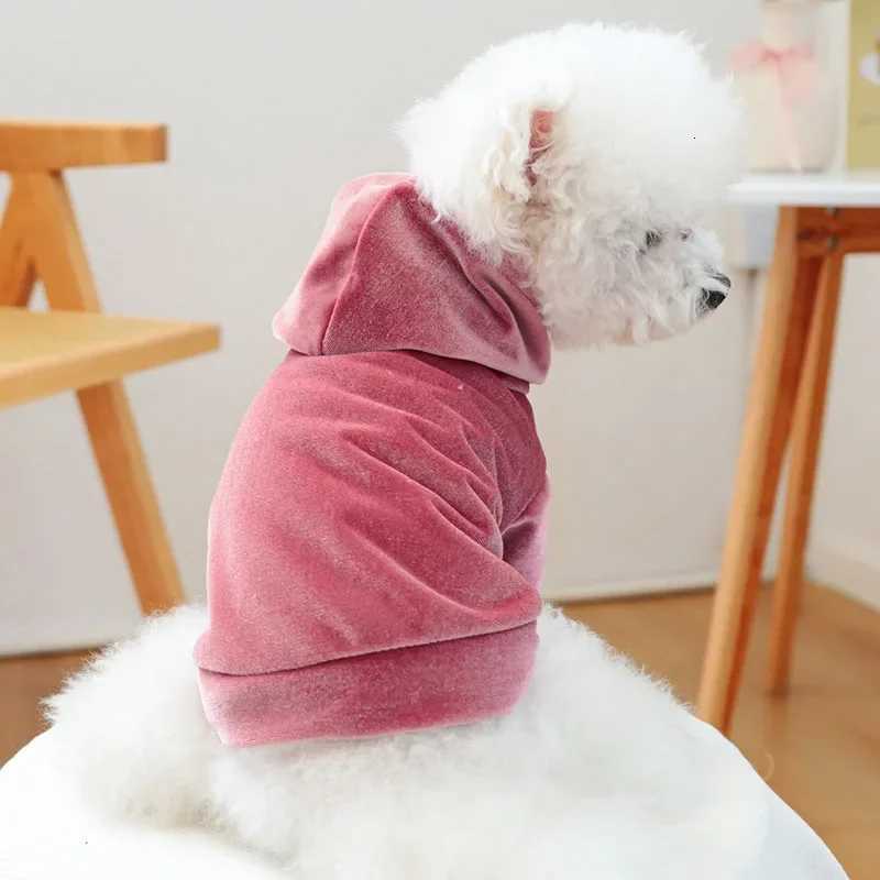 Fashion Velvet Hooded Hoodies Sweatshirt For Dog Pink Gray Blue Pet Clothes for Small Dogs Pomeranian Dog Outfits Puppy et C251030