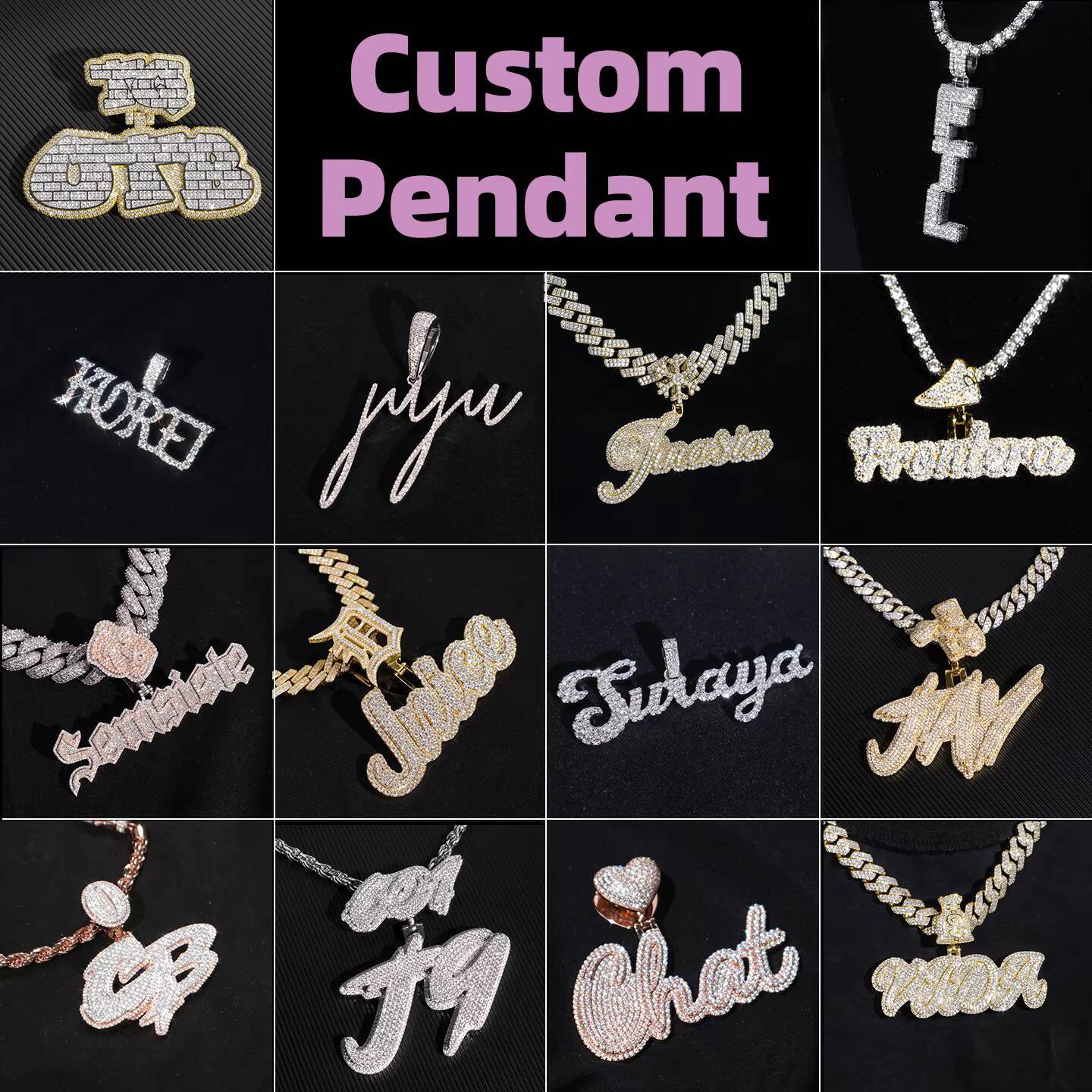 IGI Diamond Pendant VVS Lab Grown Diamond CVD HPHT Iced Out Letter 925 Silver Custom Diamond Pendant