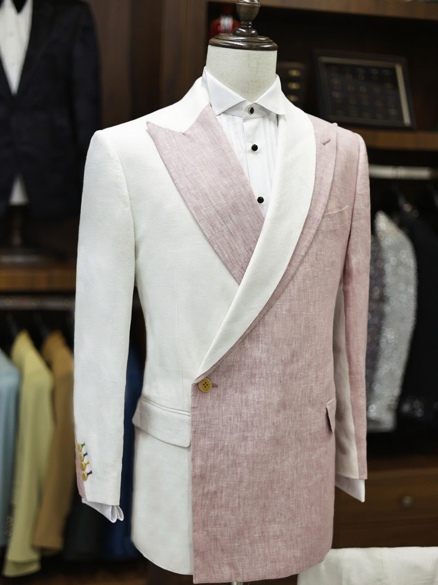 Unique Men's Suit 2 Pieces Set Multicolored Jacket Tailor-Made Groom Peaked Lapel Blazer Double Breasted Evening Party Customized Coat Pants Plus