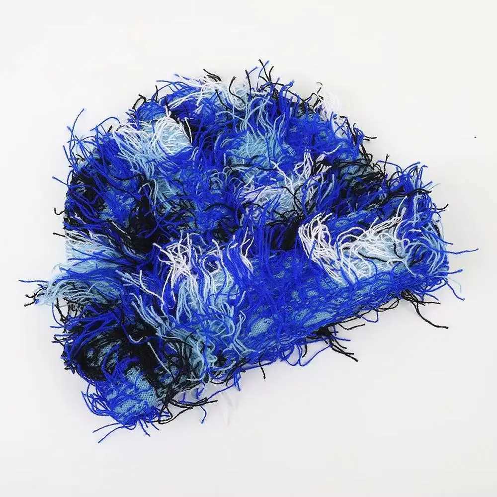 Balaclava Beanies Men Funny Hat Outdoor Camouflage Plush Fuzzy Distressed Knitted Hat Ski Mask Beanie Fashion Street Hip Hop CapXJ251030