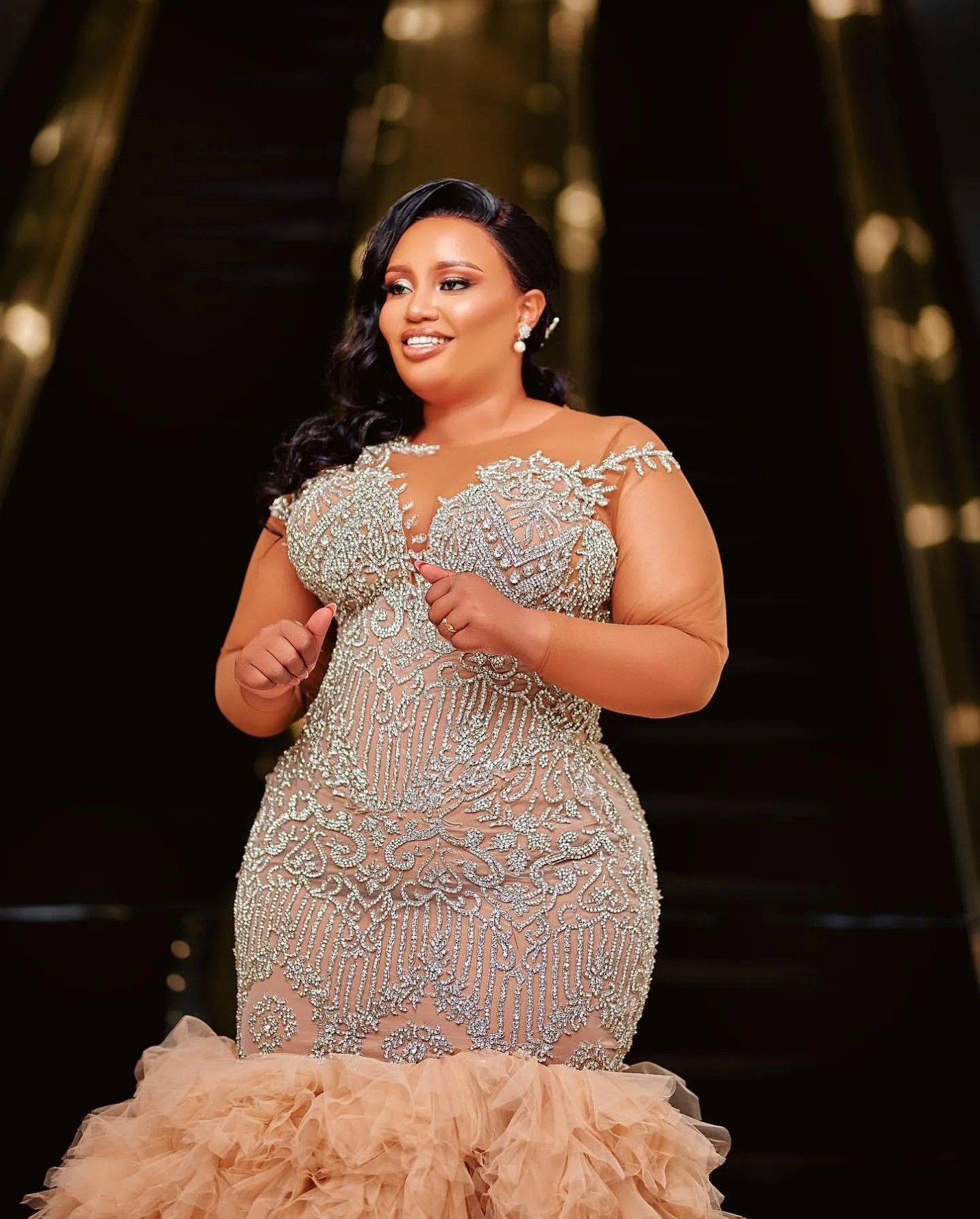 Mermaid Wedding Dresses Champagne Illusion Plus Size Lacefull Beaded Vintage Bridal Gowns Dress vestidos de novia