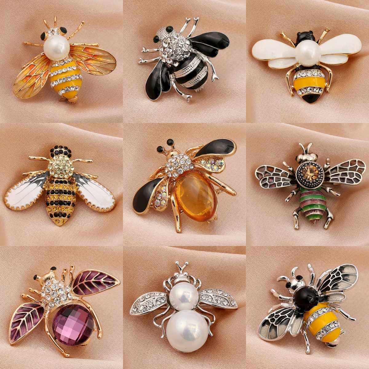 1 piece of womens European and American trendy little bee pearl brooch for fashionable dressing banquet party holiday gift Y251029