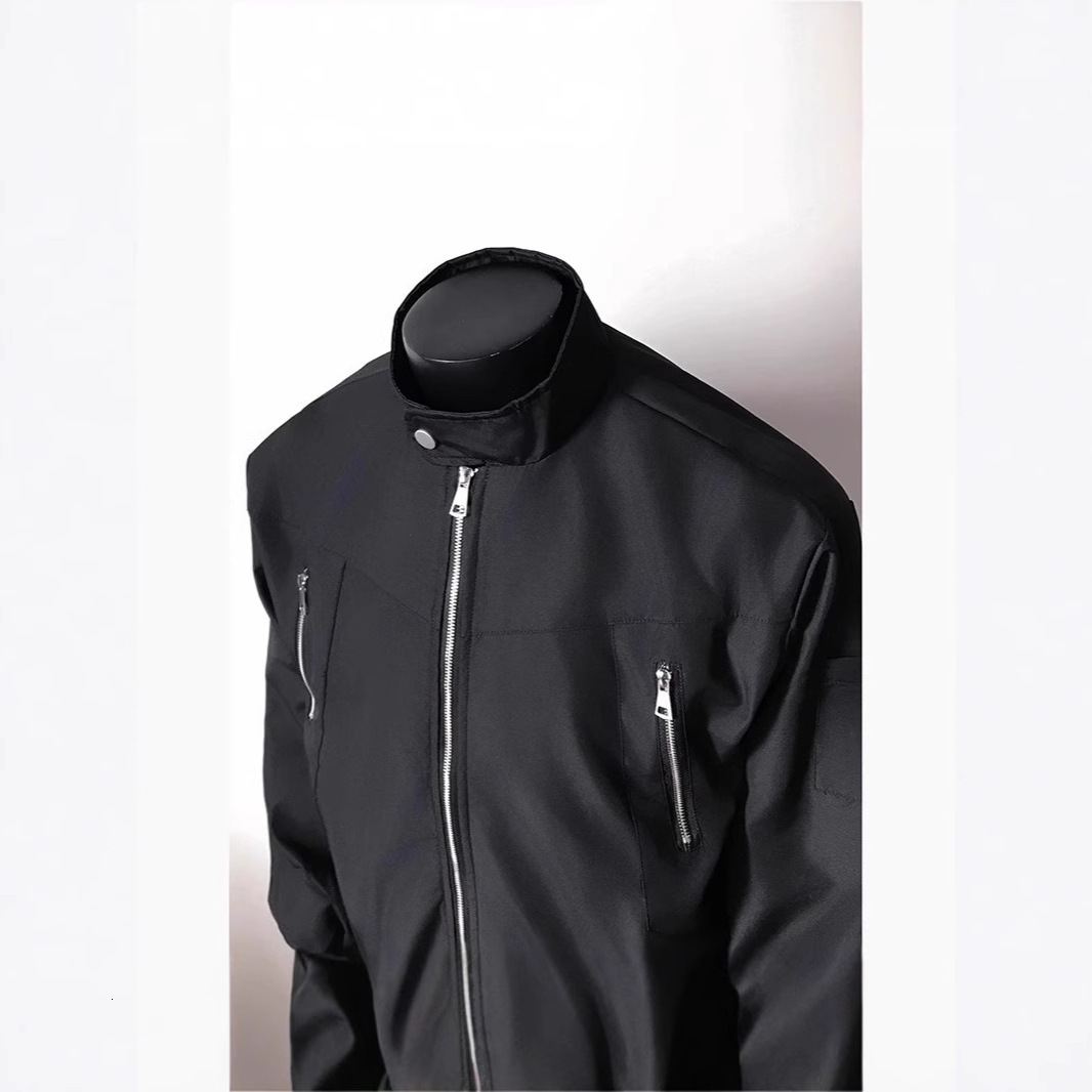 Jacket Men Zipper Design Black Workwear Designer Jacket Jacket For Men Spring And Autumn American Retro Functional Style Stand Collar Bomber Jacket