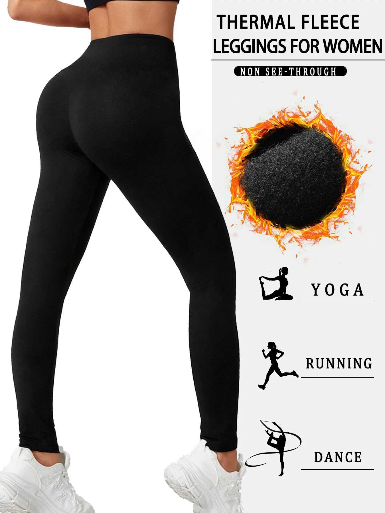 Womens thermal fleece lined leggings Super soft Low Rise design perfect for yoga running and cold weather activities J251030