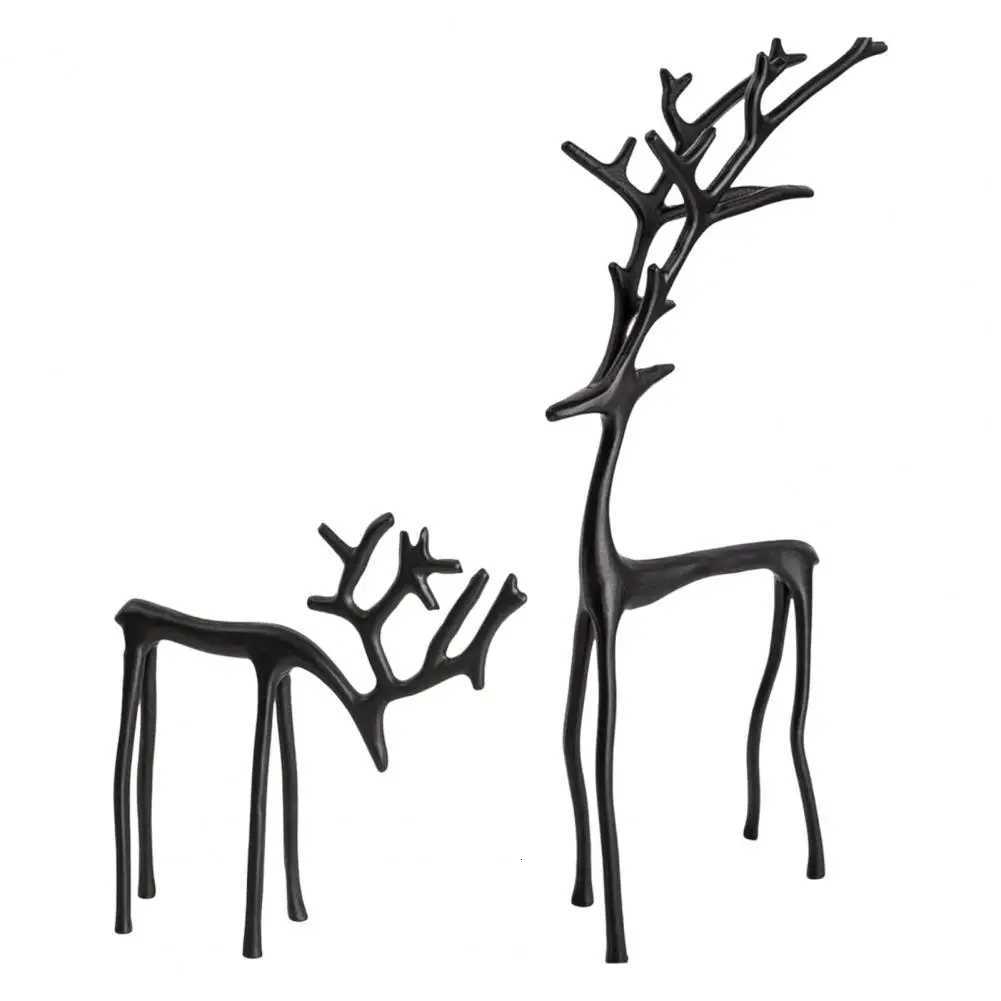 Black Reindeer Christmas Ornament Lightweight Metal Figurine Xmas Decoration Home Table Centerpiece Office Decor C251030