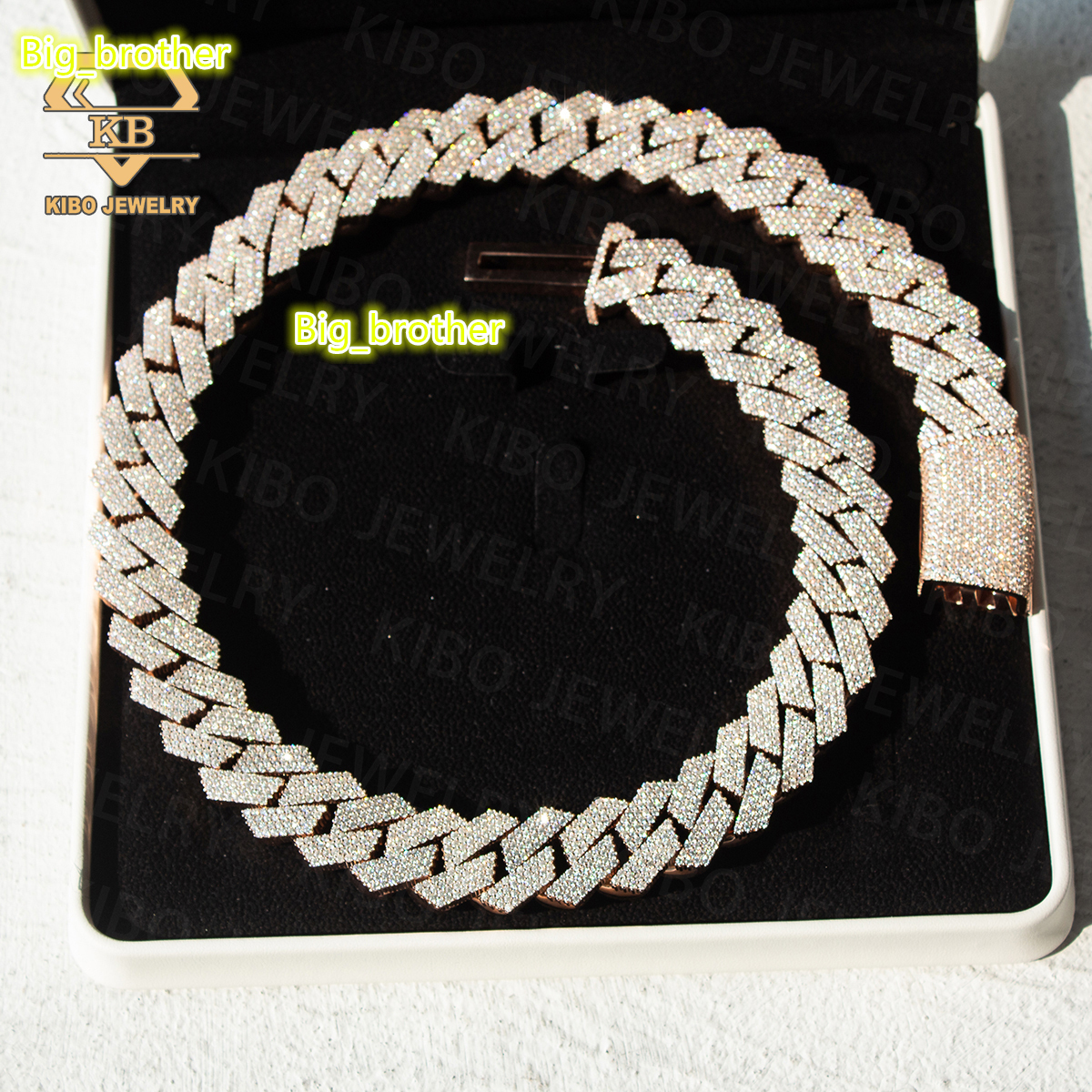 Moissanite Cuban Chain Big 20mm 925 Sterling Silver Rose Gold VVS Moissanite Diamond Hip Hop Moissanite Cuban Link Chain for Men