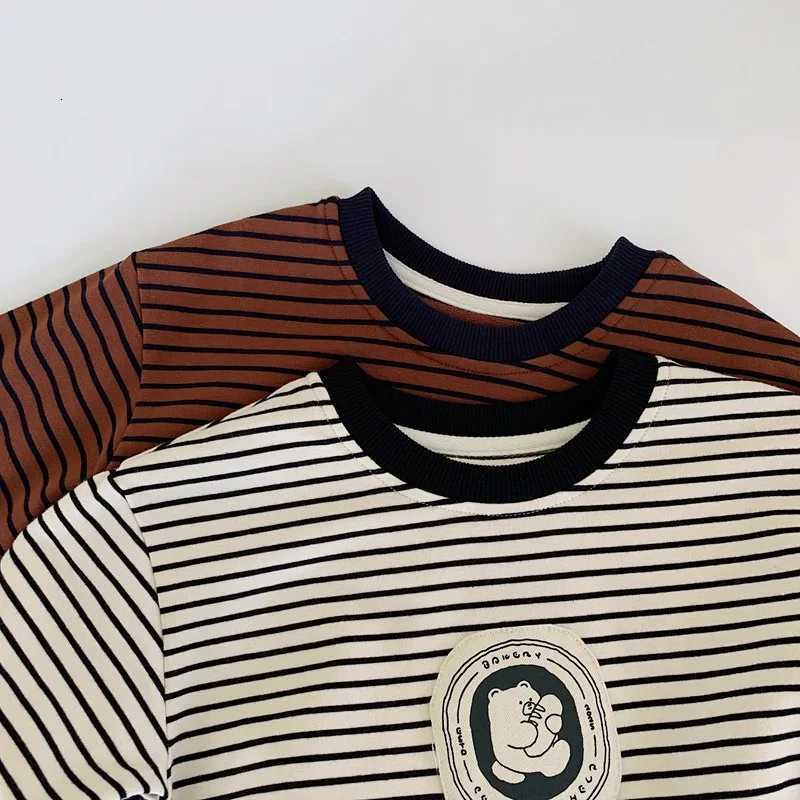 Children Striped Sweatshirts 2025 Autumn Personality Tops Girls Long Sleeve Boys Pullover Cartoon Toddler Outerwear Kids HoodiesT251030