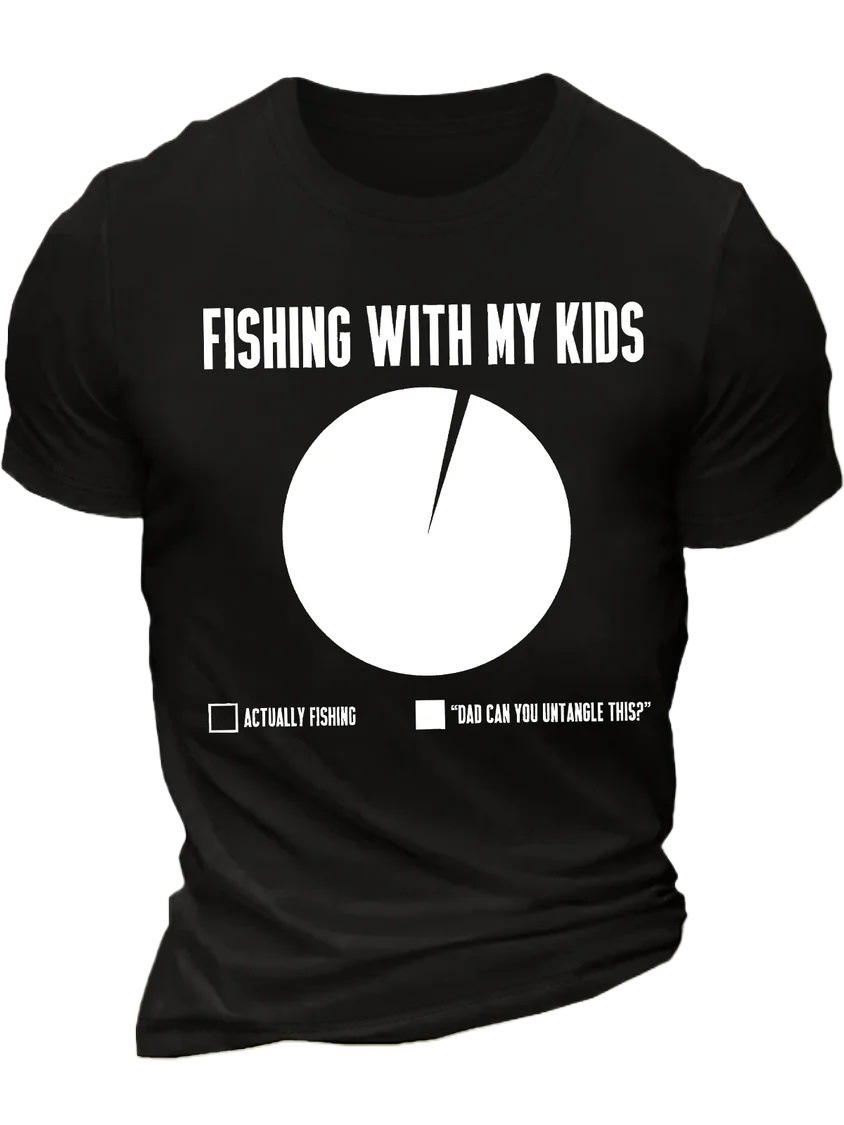 European and American Oversized Graphic Print Gift T-Shirt for Father's Day - Casual Text and Letter Design Cotton T-Shirt - TT7296