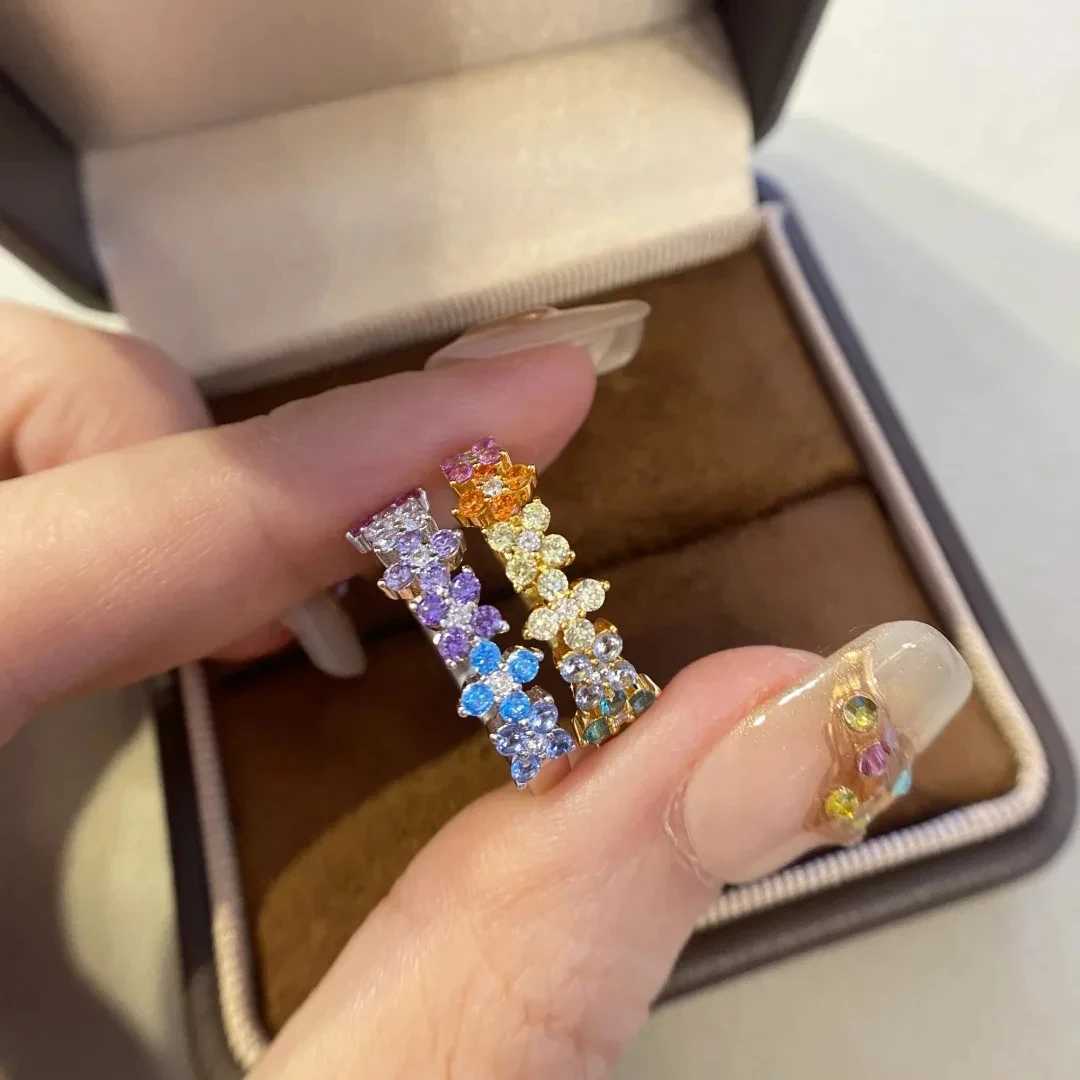 2025 New Elegant Stylish Gold Color Rings with Rainbow Colorful Cubic Zirconia Simple Fine Ring For Women Gifts for WomenW251030