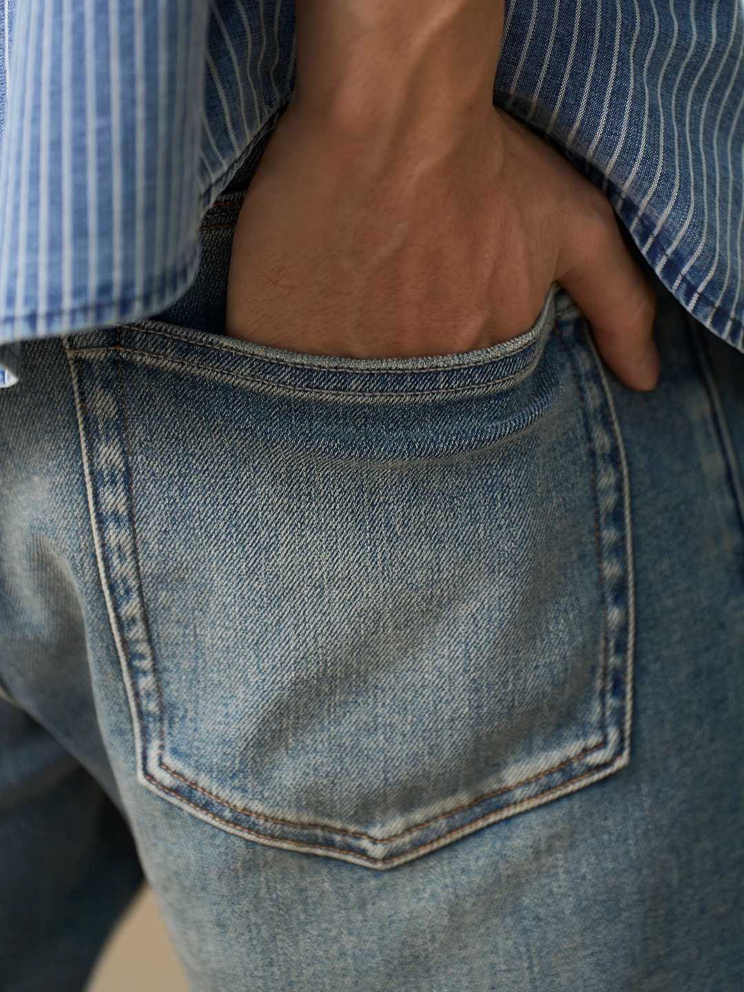 SIMWOOD 2025 Autumn Winter New 134oz Elastic Fabric Jeans Men Plus Size Comfortable Trousers Denim Pants J251030