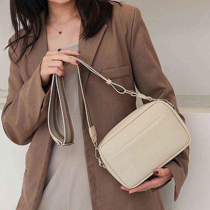 Fashion Color Shoulder PU Leather Crossbody Messenger Bags For Women Wide Strap Small Handbag
