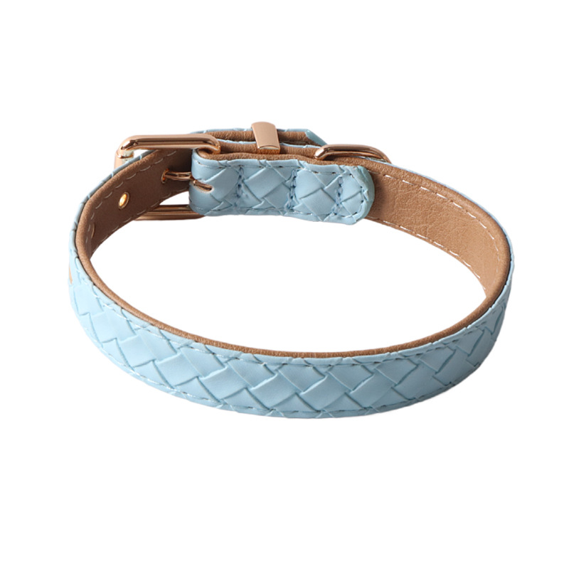 Woven Pattern Dog Collar & Leash, Multi-Color Options, Sturdy Metal Buckles, Adjustable Sizes, For Dogs of All Sizes, Durable Fashionable Pet Walking 