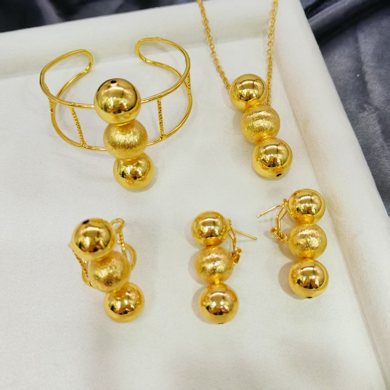 18K gold-plated jewelry set round bead earrings necklace African Dubai pendant earrings fashion Italian jewelry gifts 240927