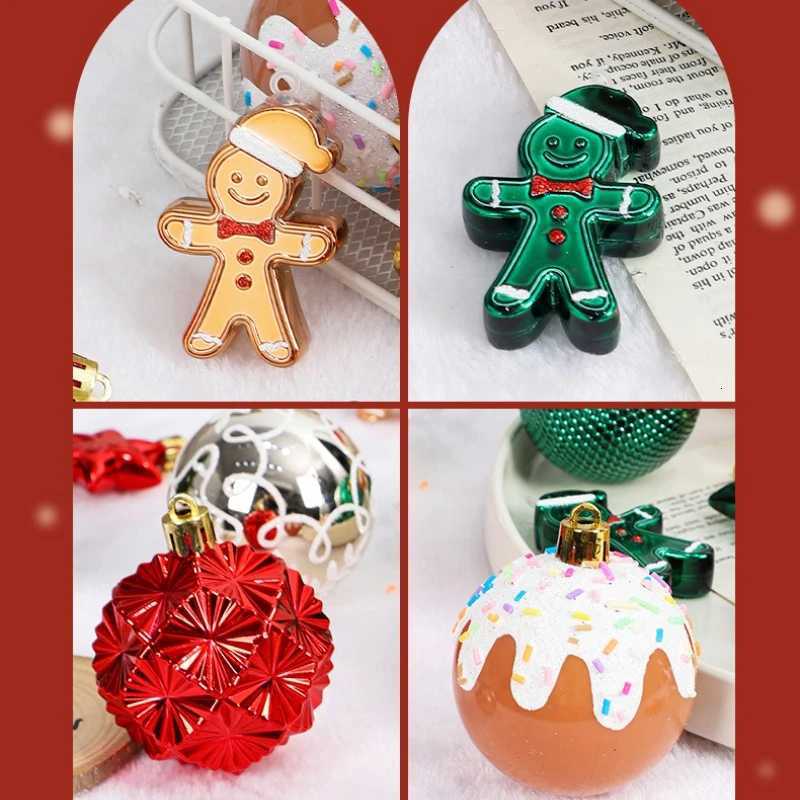 42pcs 6cm Christmas Ball Gingerbread Man Xmas Tree Hanging Ornaments Home Christmas Decoration Party New Year Gift Navidad 2025 C251030