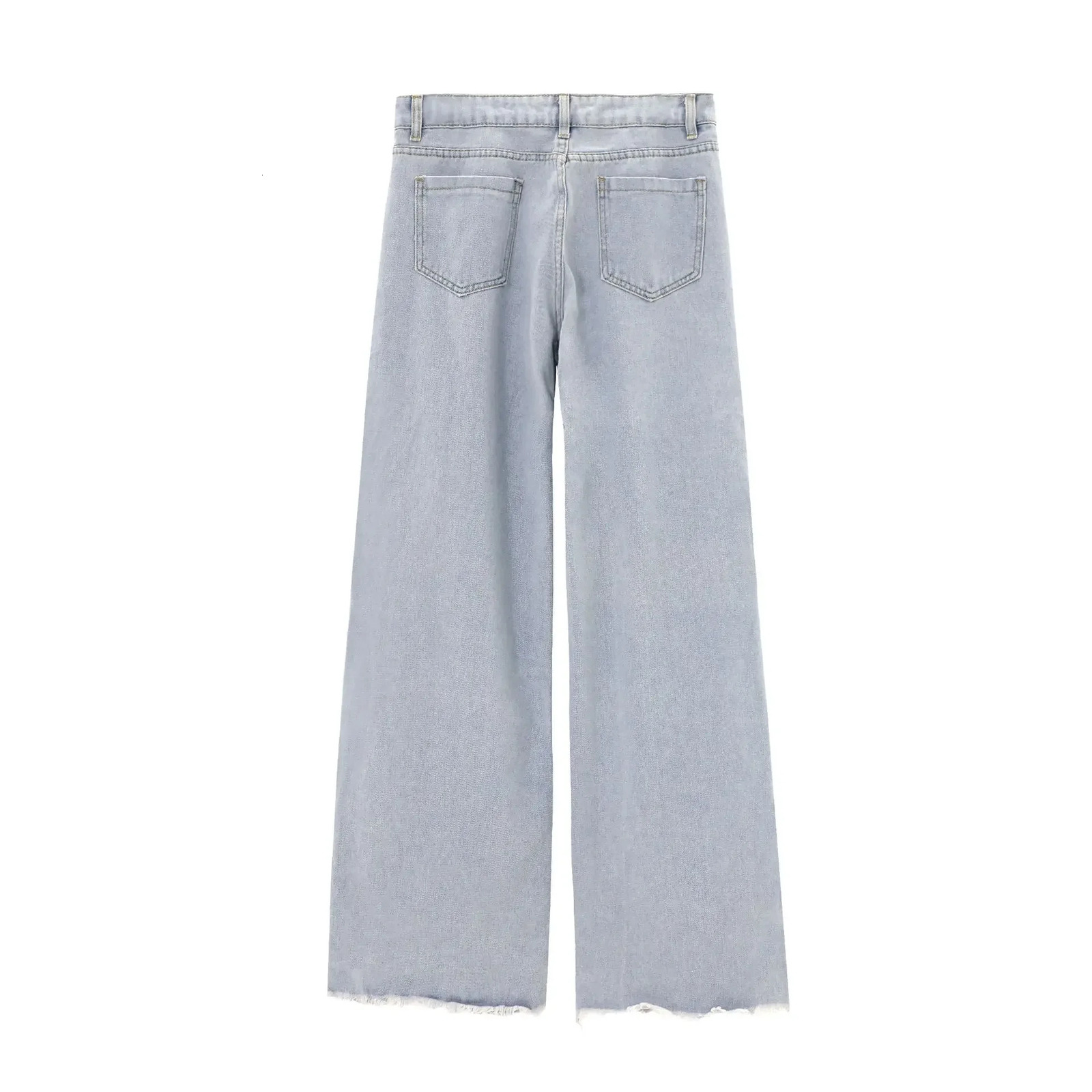 Women Street Fashion High Waist Zipper Fly Wide Leg Straight Jeans Trousers Summer Hollow Out Denim Diamond Pants 251029