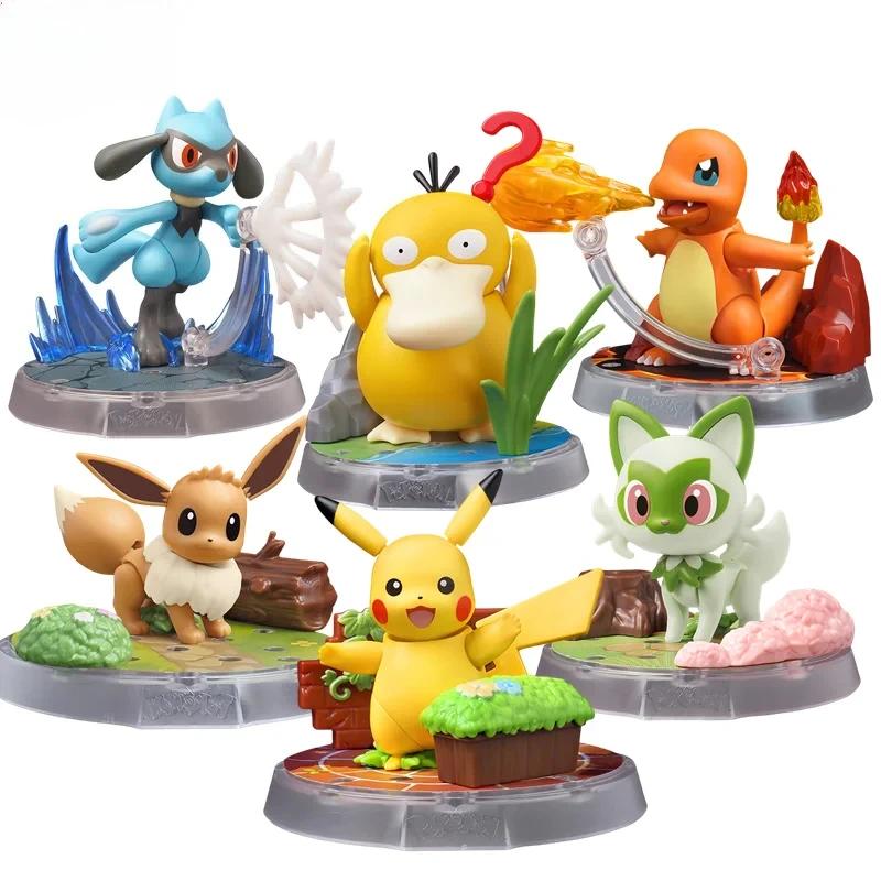 New Pokemon Pikachu Action Figure Eevee Sprigatito DIY Assembly Toys Charmander Psyduck Charmander Kawaii Puzzle Toys Kids Gifts Building Blocks