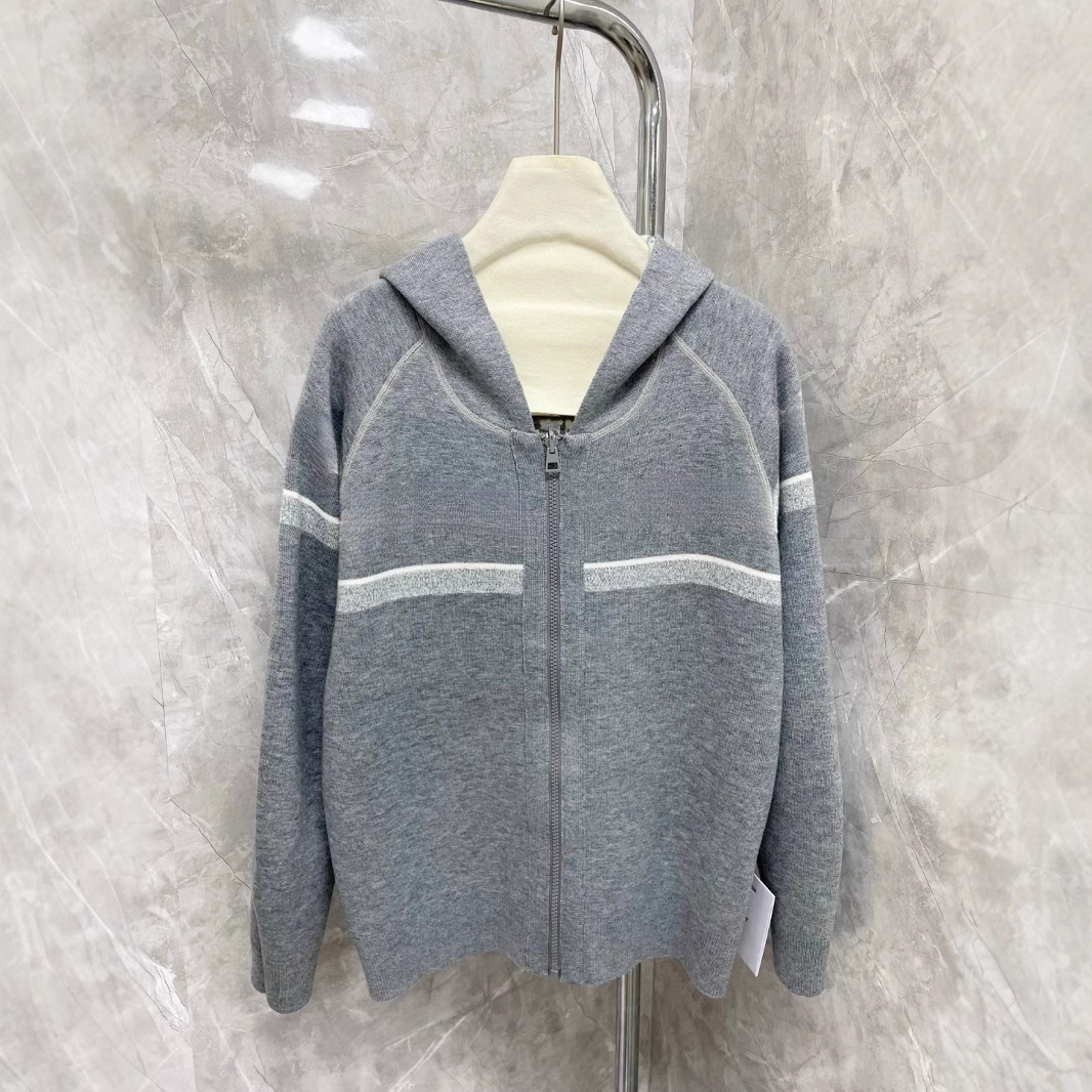 Autumn and winter new women's classic fashion multifunctional zipper knitted open top hooded jacket, designer elegant long sleeved top